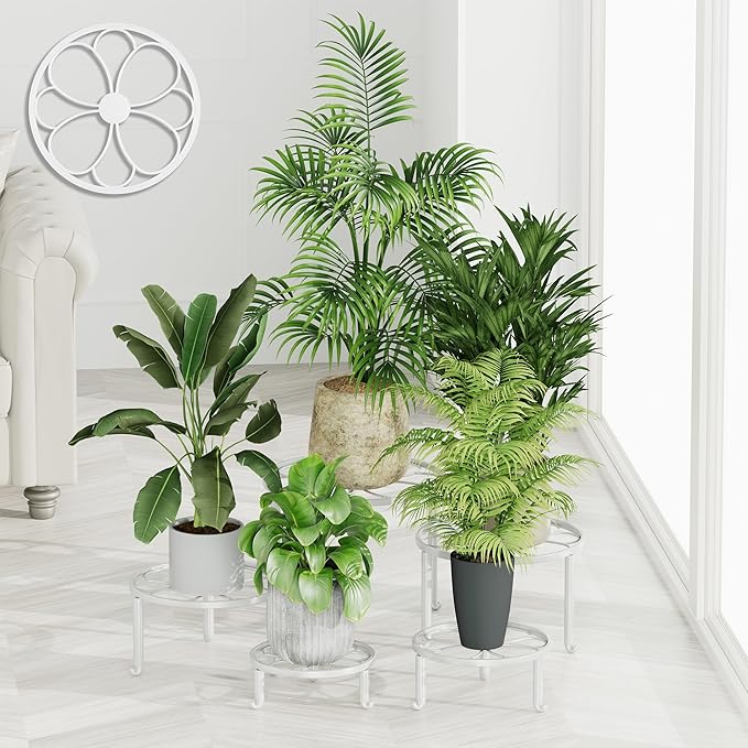 5 Pack Heavy Duty Metal Iron Plant Stand,Anti-Rust Iron Flower Pot Stand Holder for Multiple Display Plant Racks,Potted Plant Shelf for Living Room Balcony