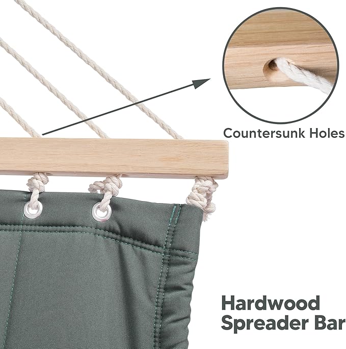 SUNCREAT Standing Hammock with 15 ft Stand, Hammocks for Outside, Gray Green