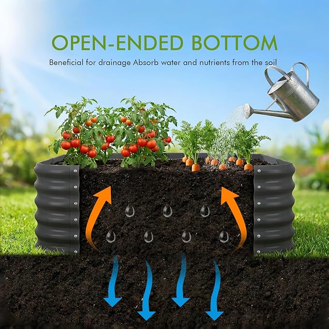 2-Pack 4x1.5ft Galvanized Raised Garden Bed, Outdoor Planter Bed, Metal Planter Box for Gardening and Planting,Dark Grey