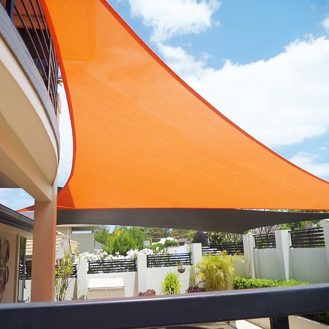 E&K Sunrise 19' x 19' x 19' Sun Shade Sail Triangle Canopy Shade Cover UV Block for Patio Backyard Garden Outdoor (Orange)