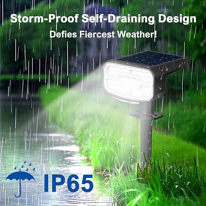 Solar Lights Outdoor Waterproof IP65, Super Bright LED,Cool Light 2 Lighting Modes Selectable, Solar Powered Yard Garden Solar Spot Lights for Outside Landscape Auto On/Off -8 Pack