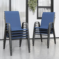 Patio Chairs Set of 8, Stackable Outdoor Dining Chairs for All Weather Textilene Fabric & Metal Frame, Outdoor Chairs Set for Backyard Deck Garden