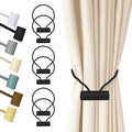 Hion Magnetic Curtain Tiebacks Black 6 Pack, Curtain Tiebacks Buckles Holdbacks Holders Hooks Clip for Home Bedroom Office Decorative Thick or Thin Curtain
