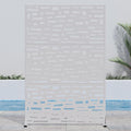 Casaphoria Metal Privacy Screen Outdoor, 72" H x 47" W Freestanding Decorative Privacy Screen for Patio Deck Balcony Garden with Stable Base, White-Gerald