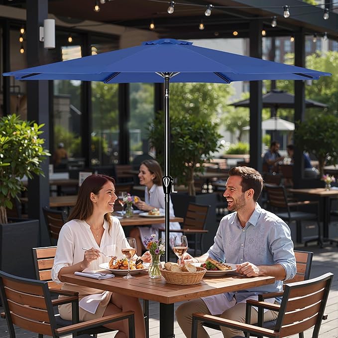 Simple Deluxe 9' Patio Umbrella Outdoor Table Market Yard Umbrella with Push Button Tilt/Crank