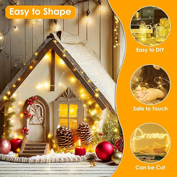 2Pack Each 66Ft 200LED Christmas Fairy Lights Plug in with Remote, Waterproof Twinkle Lights Outdoor Indoor, String Lights 8 Modes with Timer for Girl's Room Garden Christmas Decorations (Warm White)