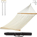Castaway Living 13 ft. Double Traditional Hand Woven Navy Polyester Rope Hammock – 2-Person, 450 lb Capacity, Free Extension Chains & Tree Hooks, Designed in The USA