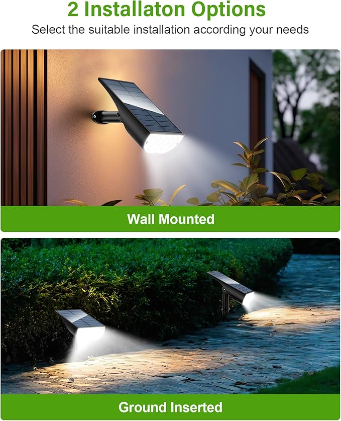 Solar Spot Lights Outdoor, Solar Lights Outdoor Waterproof IP65, 3 Brightness Modes Dusk to Dawn Landscape Spotlights for Yard Garden Pathway Tree Decoration, Cool White, 4 Pack