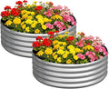 zizin 2 Pack Galvanized Raised Garden Bed Metal Round Raised Garden Beds Outdoor Planter Box for Vegetables (2FT, Silver)
