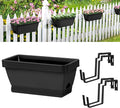 smusei 4 Pack Window Boxes Planters 17’’ Railing Planter Box with Adjustable Brackets, Deck Railing Hanging Flower Pots Rectangular Herb Planter for Outdoor Fence Garden, Balcony Decor