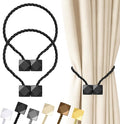 Hion Magnetic Curtain Tiebacks Black 2pcs, Curtain Tiebacks Buckles Holdbacks Holders Hooks Clip for Home Bedroom Office Decorative Curtain