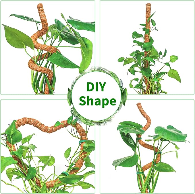 2 Pack 39 Inch Moss Pole Monstera Plant Support, Coir Moss Poles for Climbing Indoor Plants, Bendable Plant Stake Trellis for Potted Plant, Pothos, Philodendron
