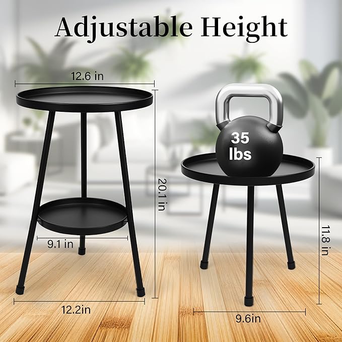 Metal Plant Stand, Plant Stand Indoor Outdoor, Metal Rustproof Flowers, Urban and Rustic Outdoor Plants Stands, Flower Pot Stand Suitable for Living Room, Balcony, Garden (Double Deck,Black)