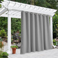 NICETOWN Outdoor Curtain for Patio Waterproof W100 x L84, Blackout Vertical Blinds Thermal Insulated Stainless Steer Grommet Indoor Outdoor Divider for Public Space, Silver Grey, 1 Piece