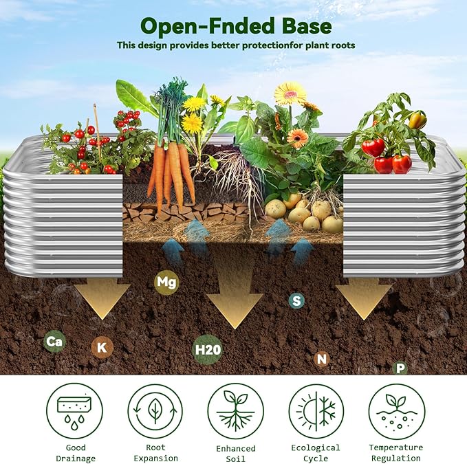2 Pack Tall 8x3FT Corrugated Galvanized Steel Raised Garden Bed Outdoor, Metal Above Ground Garden Bed for Vegetables and Flowers, Raised Beds for Gardening