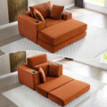 HANXIN 62" Chaise Lounge Chair Indoor, Oversized Corduroy Boneless Convertible Chaise Lounge Couch Sleeper Chair with Ottoman, Deep Seat Reading Chair, No Assembly Required (Orange)