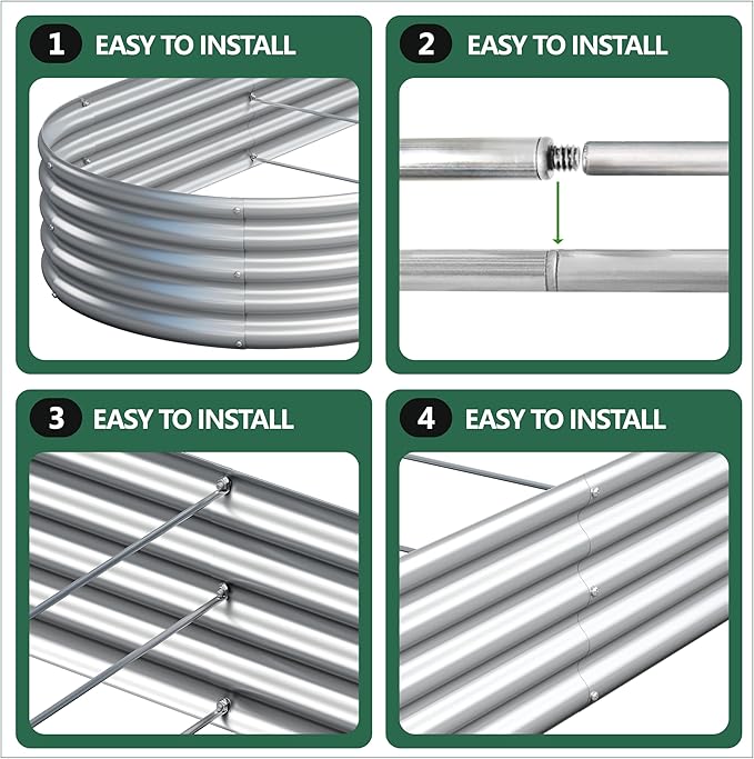 2PCS 4x2x1FT Galvanized Raised Garden Bed Kit,Vegetable Boxes-Oval Metal Flower Box,Large Planter Raised Beds Outdoor Garden for Planting,Fruit,Herb-Silver