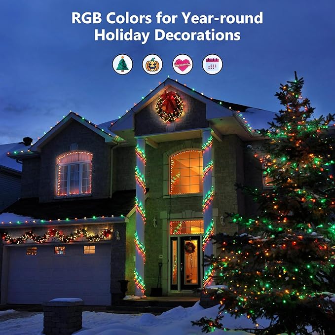 Brizled Color Changing RGB Christmas Lights, 66ft 200 LED Easter String Lights Music Sync, 120+ Modes Remote Dimmable Outdoor Mini Tree Light Indoor Plugin for St Patrick's Day Xmas Halloween