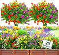 20 Bundles Artificial Flowers Outdoor Fake Plants, UV Resistant No Fade Faux Plastic Greenery Shrubs for Hanging Planter Garden Porch Window Box Outside Decoration,Home Indoor Decor, 5 Colors