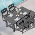 SERWALL Outdoor Dining Table Set, 67‘’ HDPE Patio Dining Set for 4, All-Weather Outdoor Table and Chairs Set for Deck, Grey