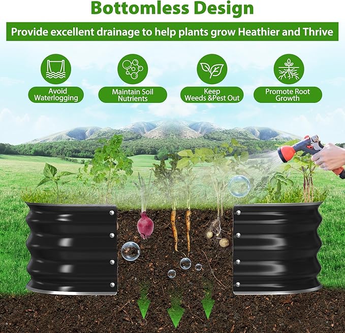 Galvanized Raised Garden Bed for Gardening, 4x4x1ft Large Square Metal Planter Boxes Outdoor for Vegetable,Flower,Herb,Modular Above Ground Growing Container,Black, Easy Assembly