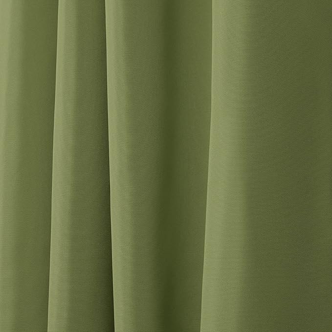 NICOLE MILLER NEW YORK Canvas Indoor/Outdoor Grommet Top Curtain Panel Pair, 54"x96", Green Apple