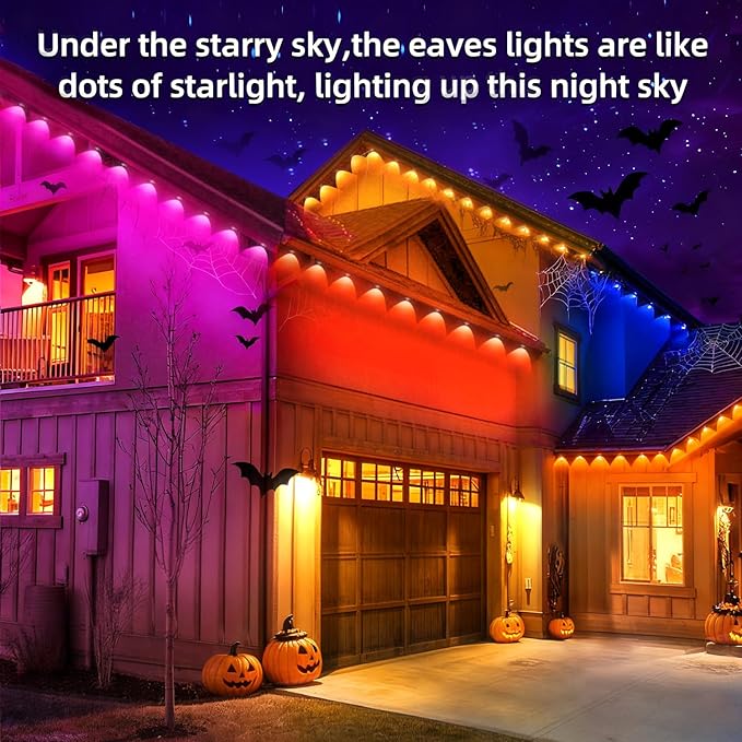 500ft permanent outdoor light, RGB outdoor eave lights with APP & Remote Control,Music synchronisation IP67 waterproof LED eave light,suitable for party, daily,Halloween,Christmas,rooftop,garden,patio