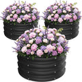 ZXZYHFTY Round Galvanized Raised Garden Bed kit,Black Outdoor Garden Raised Planter Box, Round Large Metal Raised Garden Beds for Vegetable 2 * 2 * 1ft 3 Pcs
