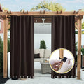 NICETOWN 2 Panels Weighted Blackout Curtains with Grommet & Back Tab on top and Bottom for Patio Waterproof, Windproof Privacy Outdoor Dividers for Cabana with Fixed Rope, W52 x L108, Coffee