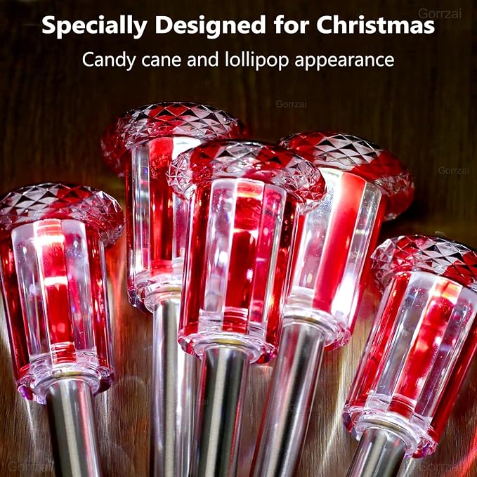 Valentine's Day Solar Lights Outdoor Decorations 10 Pack Candy Color LED Stainless Steel Stake for Pathway Yard Garden Landscape Walkway Lighting Solar Powered Outside Christmas Decor
