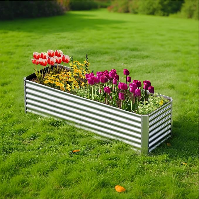 8X2X2ft (1 Pack) Galvanized Raised Garden Bed,Outdoor Planter Box Metal Patio Kit Planting Bed for Vegetables Flowers Herb