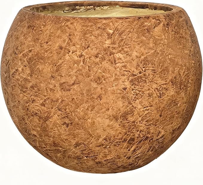 10 H x 14" Dia (10" Pot Opening) Round Fiberstone Planter with Drainage Hole, White, Indoor/Outdoor Large Plant Pot for Home Patio Garden, Ideal for Large Plants-Camel
