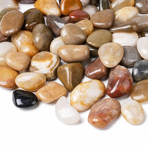10 lbs River Rocks, 1-1 1/2 inch Plant Rocks for Pots Indoor, Decorative Garden Rocks Outdoor Landscaping, Polished Natural Stone for Walkways, Yard, Vases, Crafts