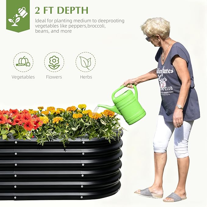 Galvanized Raised Garden Bed, Outdoor Planter Bed, Metal Planter Box for Gardening and Planting,8x2x1.5ft, Light Green