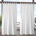 EXCLUSIVE HOME Cabana Solid Indoor/Outdoor Light Filtering Hook-and-Loop Tab Top Curtain Panel Pair, 54"x120", Winter White