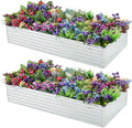 2 Pack 8x4x1FT Galvanized Raised Garden Bed Kit, Outdoor Metal Planter Box for Vegetables, Bottomless Rectangular Gardening Bed with Support Rods, Tool-Free Assembly, Silver