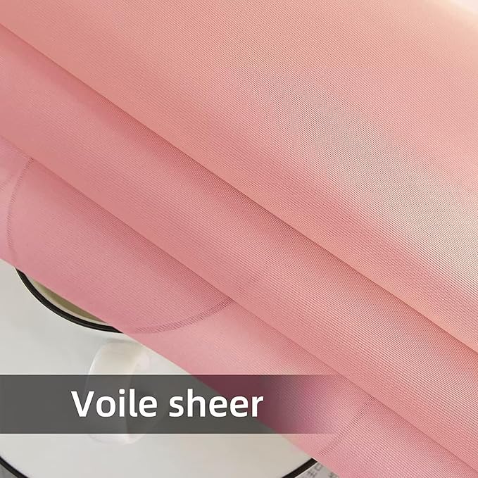 SpaceDresser Waterproof Outdoor Sheer Curtains for Patio - 2 Panels Rod Pocket Indoor Voile Sheer Curtain for Living Room,100W x 96L inch, Blush