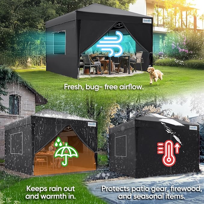 Quictent Privacy 10x10 Pop up Canopy Tent with Sidewalls and Roll-up Ventilated Windows, One Person Easy Setup, Outdoor Commercial Gazebo Shelter Enclosed Waterproof, Bonus 4 Sandbags