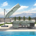 PURPLE LEAF Patio Umbrella 9' X 9' Rectangle Cantilever Umbrella Large Aluminum Outdoor Umbrellas with 360-degree Rotation & UPF40+ Premium Fabric for Deck Pool Garden Yard, Mint Green