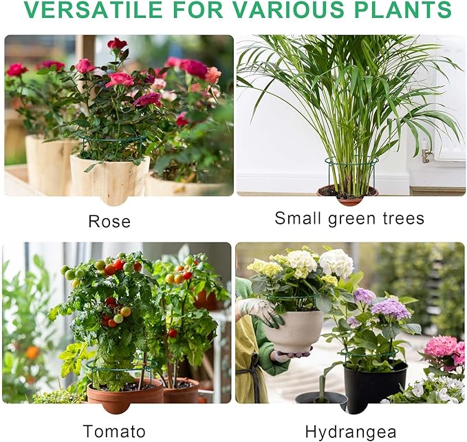HiGift 3 Pack Peony Cages Support Stakes Ring for Garden, Round Plant Support for Outdoor (10" W x 17" H), Indoor Plant Cages Hoops Plant Rings for Tomatoes,Rose,Astilbes,Vine Indoor Potted Plants