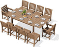 SERWALL 11-Piece Outdoor Dining Set, 60" - 83" Expandable Outdoor Dining Table and 10 HDPE Chairs, All Weather HDPE Outdoor Furniture Set for Backyard, Garden, Brown