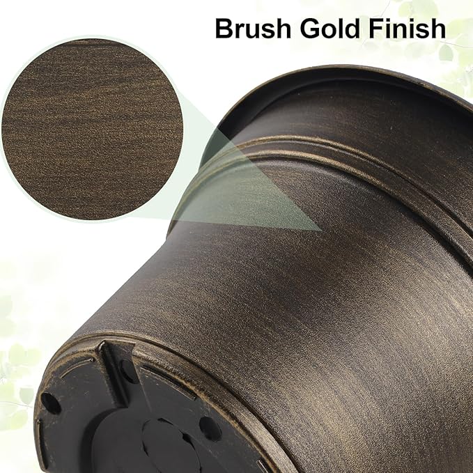16 inch Plant Pots Outdoor Planters，4 Pack Large Plastic Flower Pot For Indoor Plants With Drainage Holes & Saucer, Resin Decorative Container Sets With Trays For House Outdoor Garden Plant Dark Gold