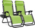 Best Choice Products Set of 2 Adjustable Steel Mesh Zero Gravity Lounge Chair Recliners w/Pillows and Cup Holder Trays - Lime Green