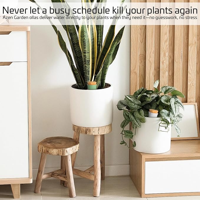 Ollas Plant Watering Globes - Terracotta Self Watering Planter Insert - Automatic Water Bulbs for Indoor/Outdoor Plants - Easy Refill System - Set of 4