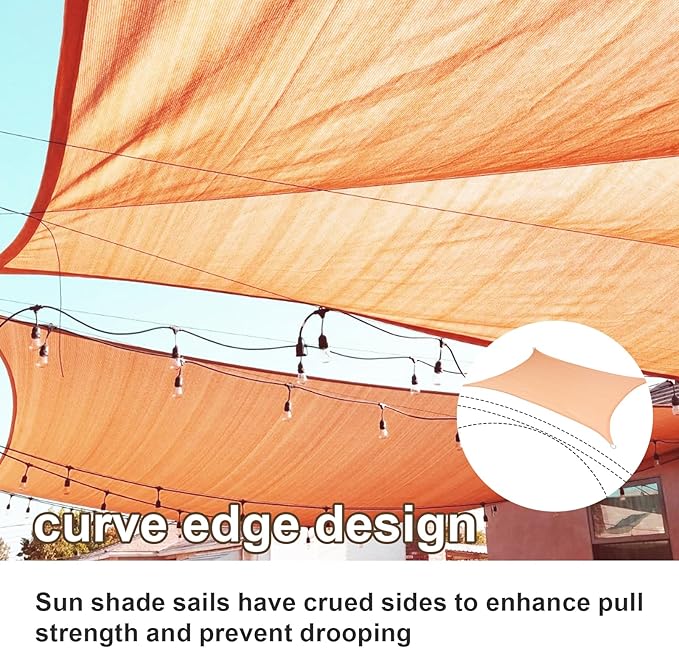 SUNLAX Sun Shade Sail 12' x 15' Peach Fuzz Rectangle Canopy Sail Shade Cover UV Block Permeable Sunshade Outdoor for Patio Backyard Deck Pergola (We Make Custom Size)