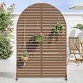 Casaphoria 72" H x 47" W Arched Metal Privacy Screen - Elegant Freestanding Outdoor Screen for Deck, Patio & Balcony - Versatile Decorative Privacy Panels for Home & Garden Use (Brown-Louvered)