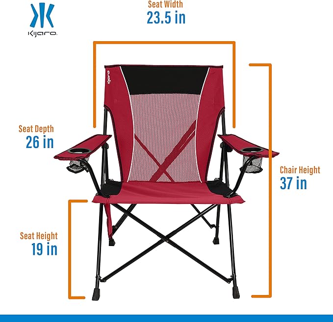 Kijaro Dual Lock Portable Camping Chairs - Versatile Folding Chair, Sports Chair, Outdoor Chair & Lawn Chair - Dual Lock Feature Red Rock Canyon