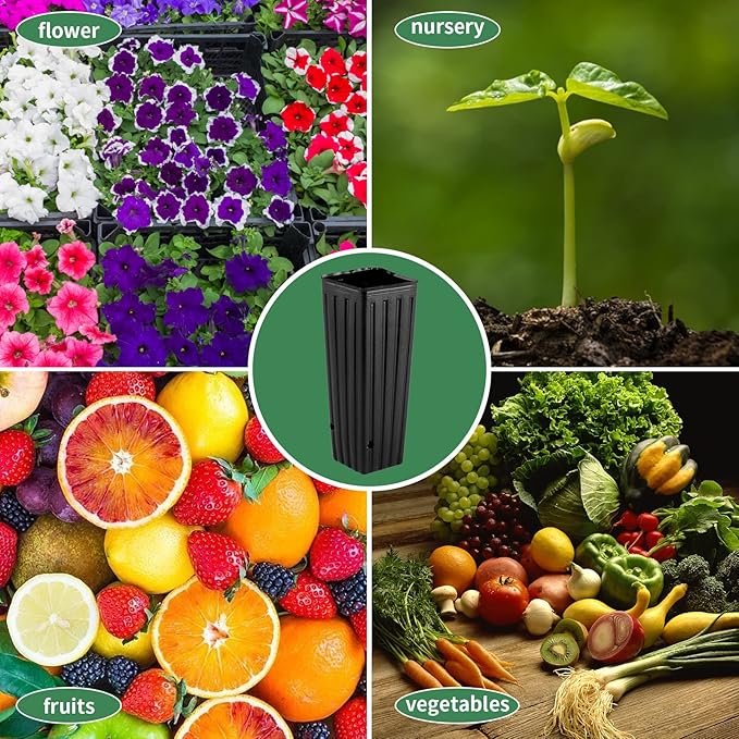 20 Pcs Plastic Deep Nursery Pots,9.8" Tall Tree Pots,Tall Nursery Tree Pots Plant Deep Seedling Pots, Flower Plant Container Pots with 3 Pcs Garden Tools for Indoor Outdoor Use