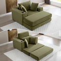 HANXIN 62" Chaise Lounge Chair Indoor, Oversized Corduroy Boneless Convertible Chaise Lounge Couch Sleeper Chair with Ottoman, Deep Seat Reading Chair, No Assembly Required (Green)