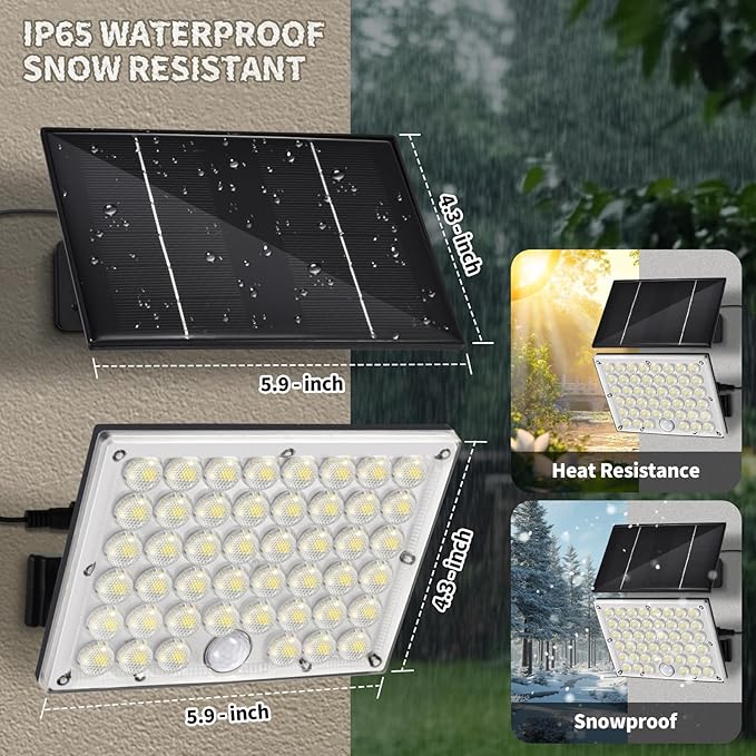 2pack 184 LED Solar Motion Lights Outdoor, Solar Wall Lights Outdoor Waterproof with 3 Modes Adjustable, Dusk to Dawn Solar Powered Security Light, Auto On/Off, for Porch, Patio